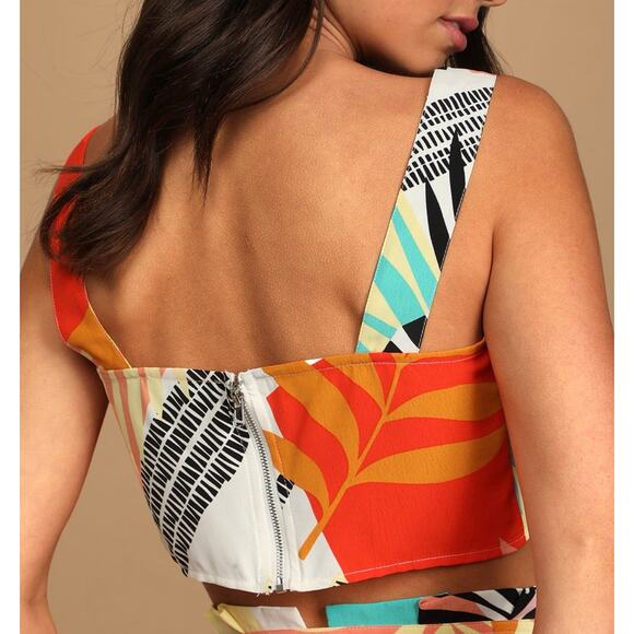 Lulus NWT Tropical Tendencies Colorful Crop Tank Top XS - Picture 4 of 8